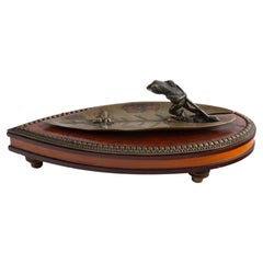 The Frog's Leaf: 19th C Art Nouveau Vide-Poche on Mahogany Stand