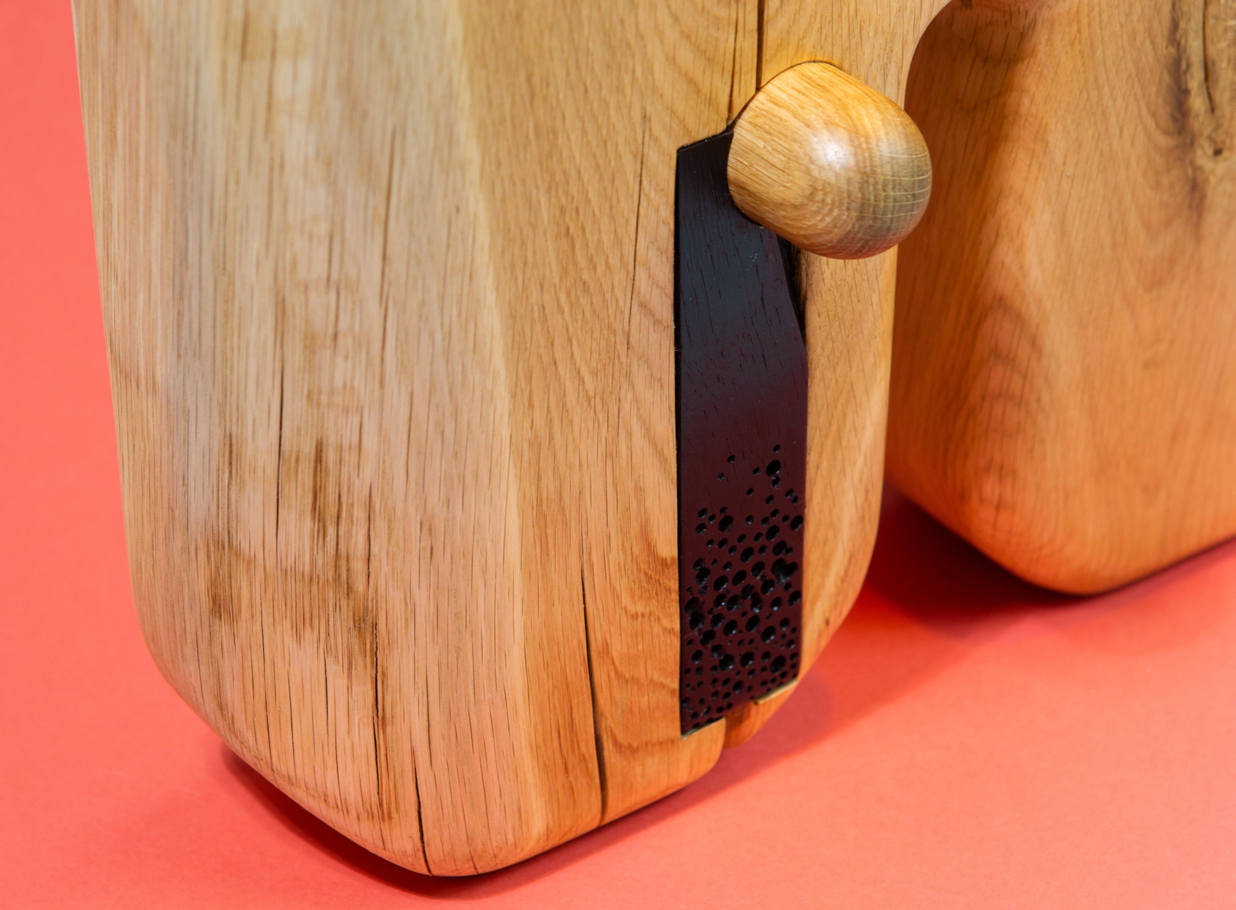 The Fruiting Body #1 – Hand Carved Solid Oak Modern Primitive Table Lamp In New Condition For Sale In Philadelphia, PA