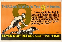 THE GAME IS WON IN THE 9th INNING Original Vintage Mather Work Incentive Poster