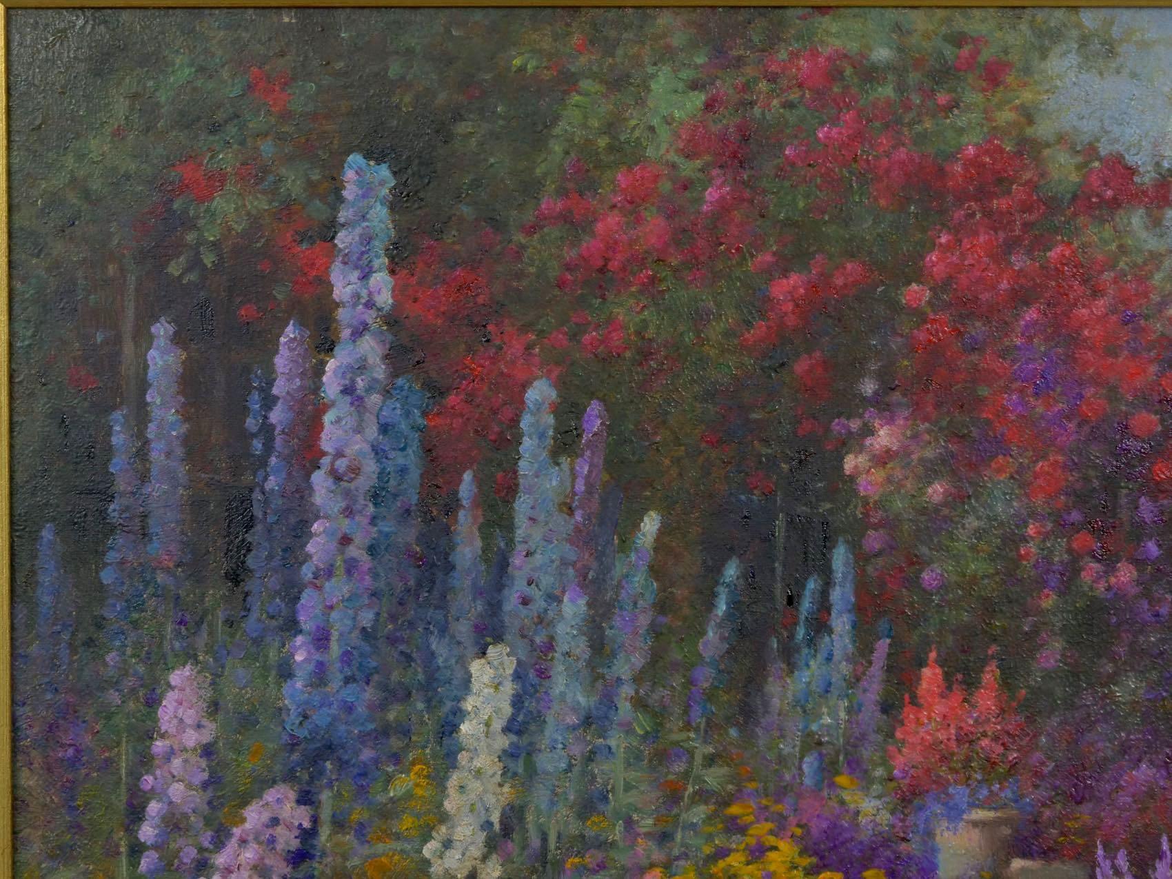 “The Garden Bungalow” English Oil Painting by Alfred Fonteville de Breanski Jr 1