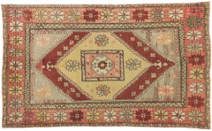 The Garden Emblem: A Vintage Turkish Oushak Masterpiece of Pastoral Harmony