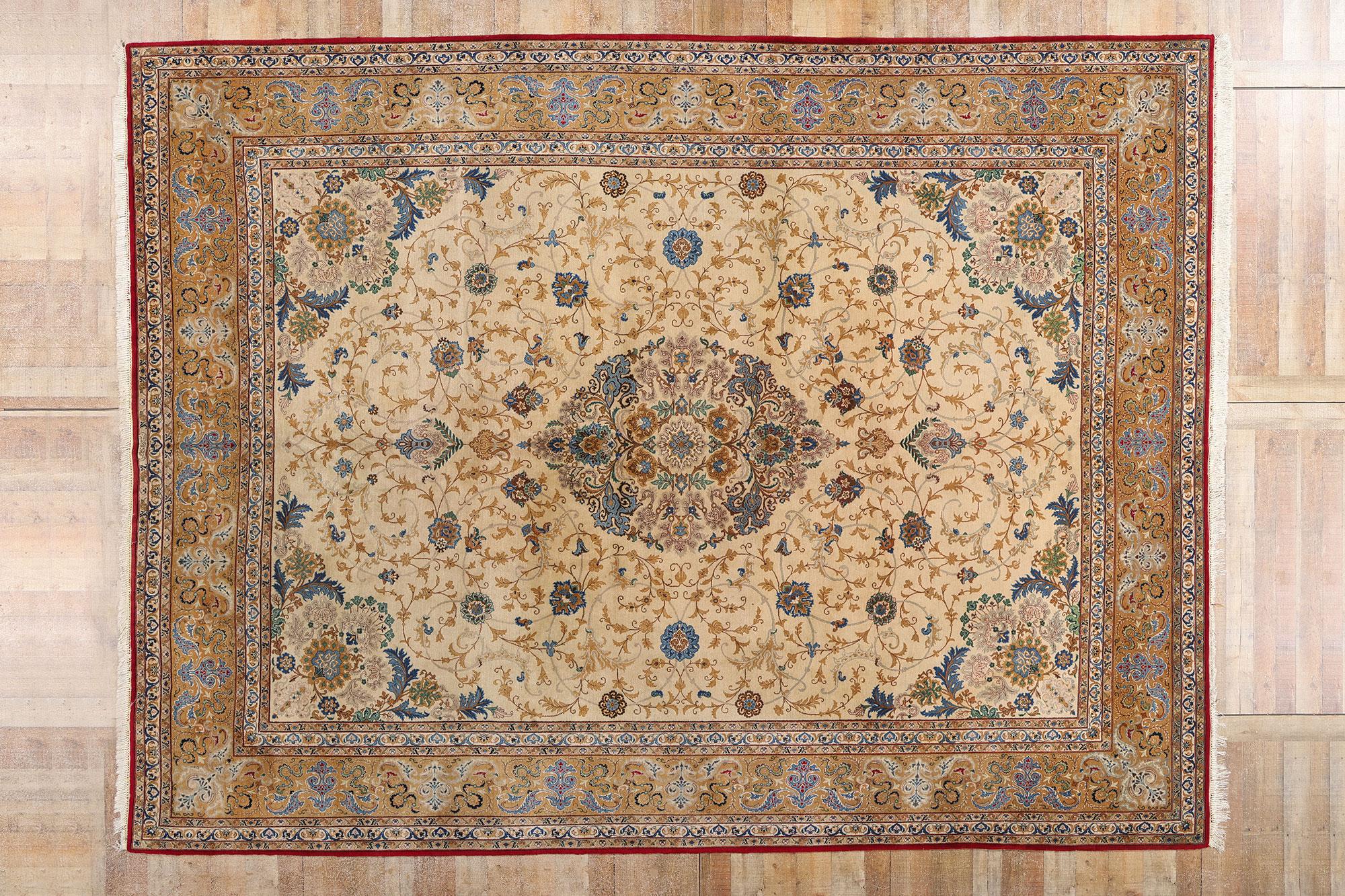 Der Garten der Ewigkeit: Ein signierter Vintage Persischer Kashan Teppich von edler Raffinesse im Angebot 4