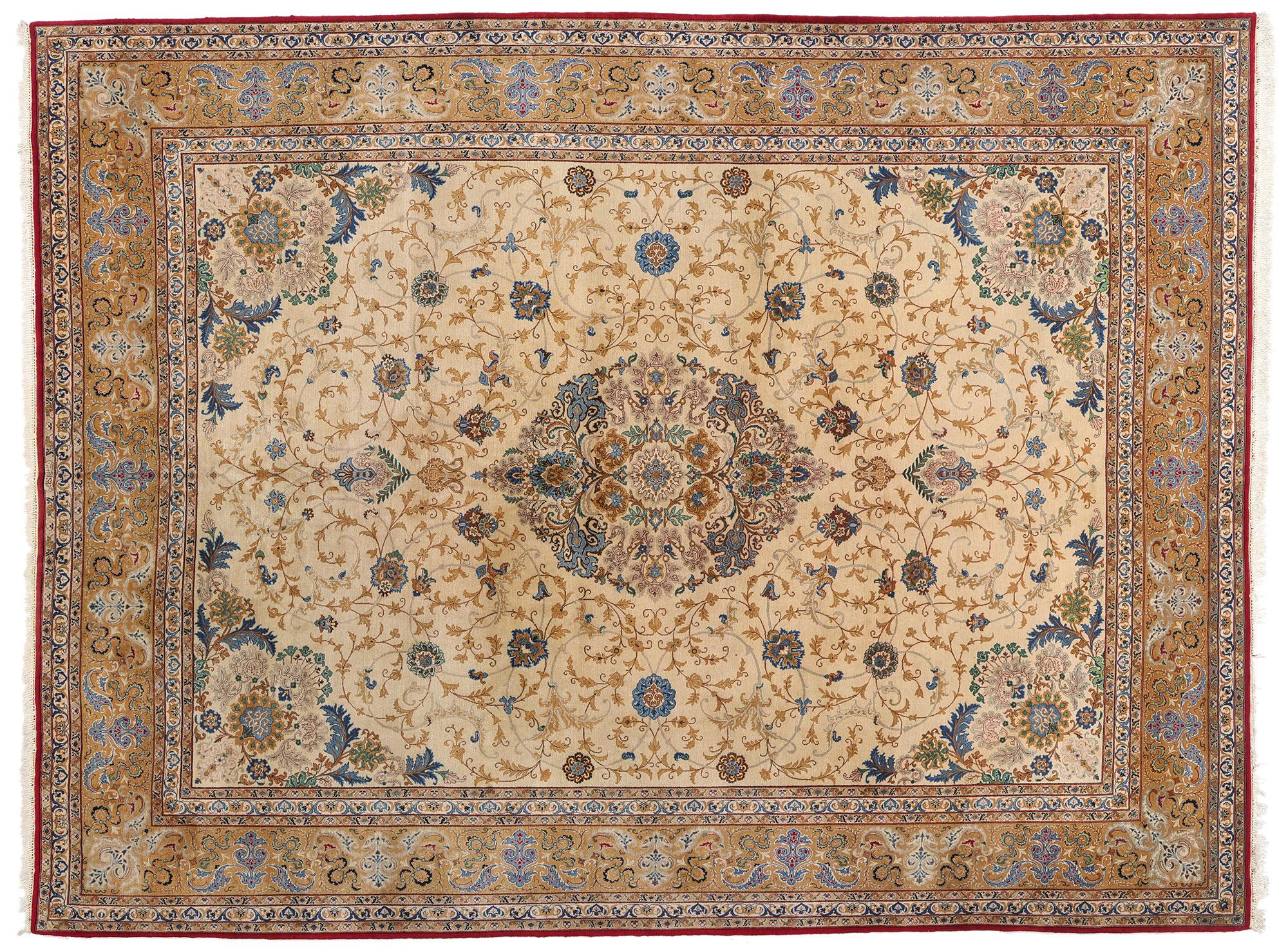 Der Garten der Ewigkeit: Ein signierter Vintage Persischer Kashan Teppich von edler Raffinesse im Angebot 5