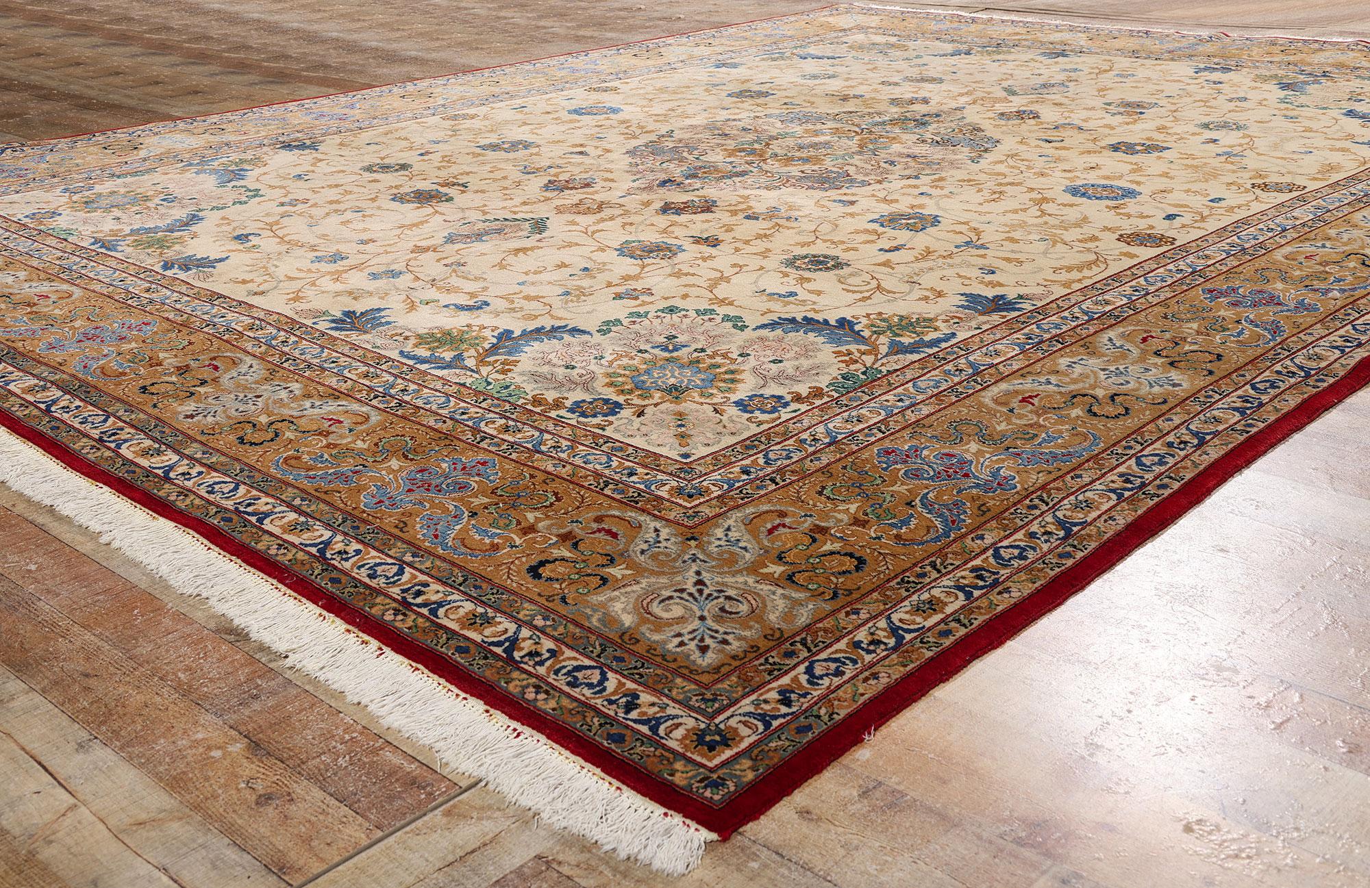 Der Garten der Ewigkeit: Ein signierter Vintage Persischer Kashan Teppich von edler Raffinesse (Kaschan) im Angebot