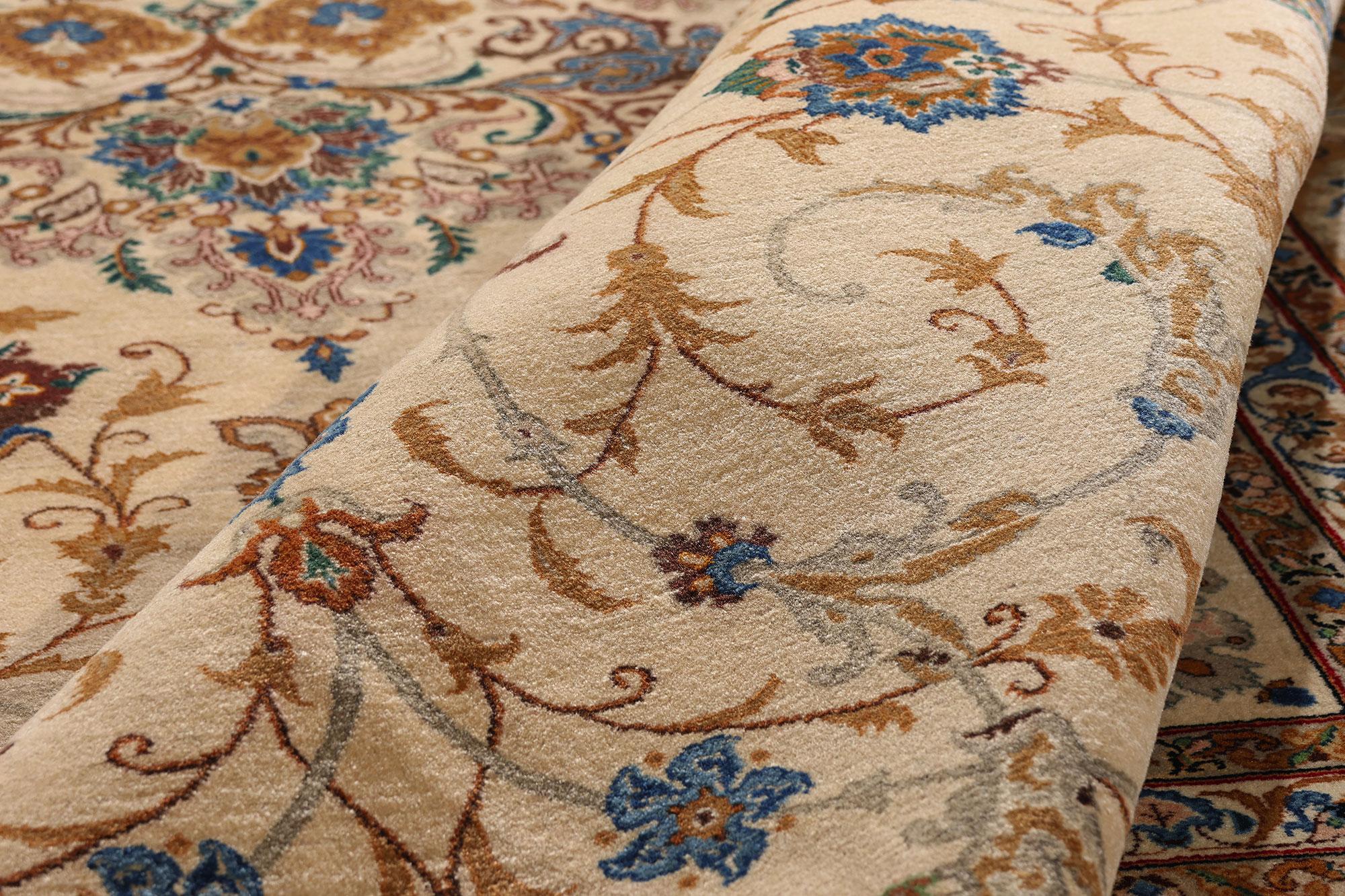Der Garten der Ewigkeit: Ein signierter Vintage Persischer Kashan Teppich von edler Raffinesse (Handgeknüpft) im Angebot