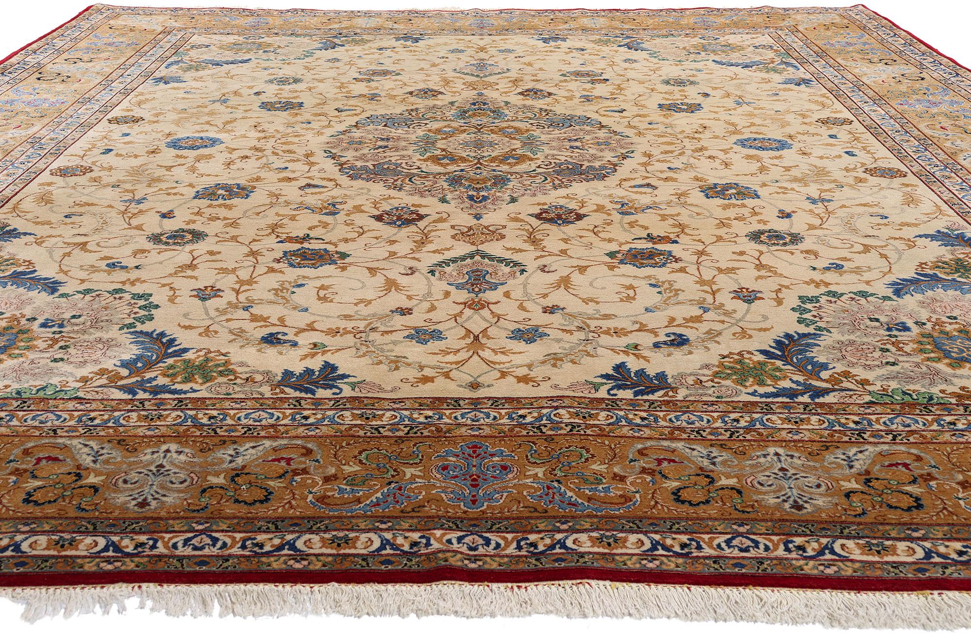 Der Garten der Ewigkeit: Ein signierter Vintage Persischer Kashan Teppich von edler Raffinesse im Zustand „Gut“ im Angebot in Dallas, TX