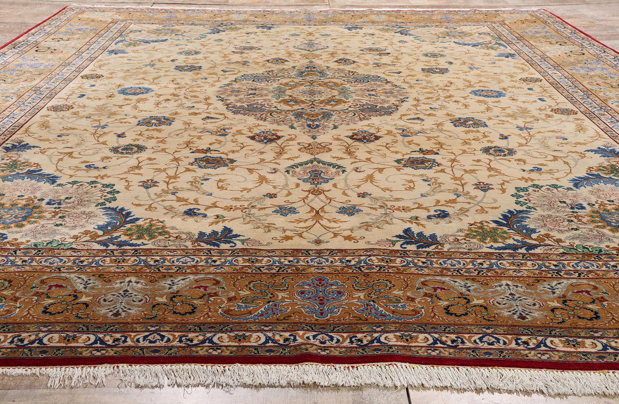 Der Garten der Ewigkeit: Ein signierter Vintage Persischer Kashan Teppich von edler Raffinesse (20. Jahrhundert) im Angebot