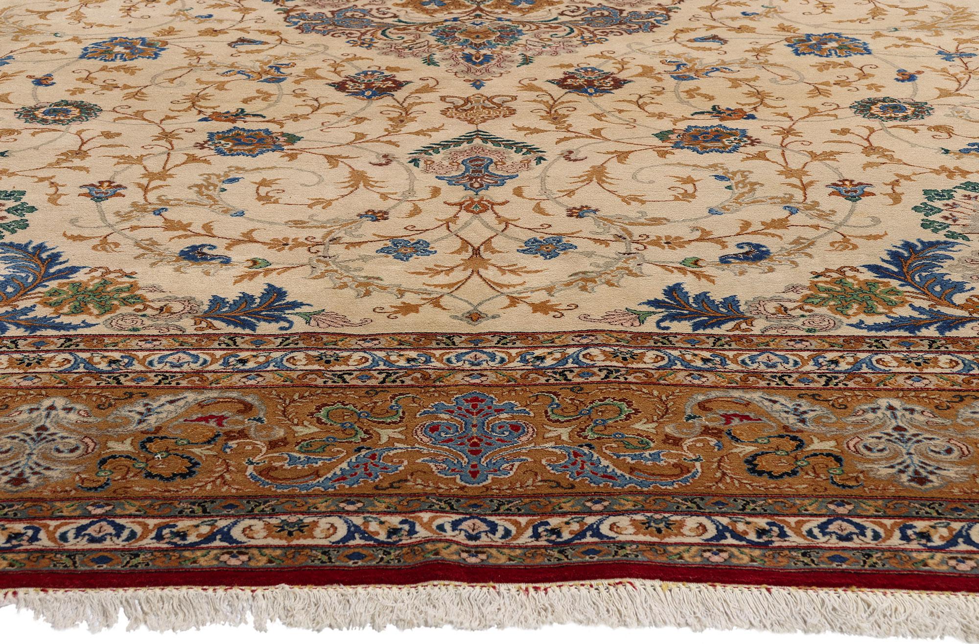 Der Garten der Ewigkeit: Ein signierter Vintage Persischer Kashan Teppich von edler Raffinesse im Angebot 1