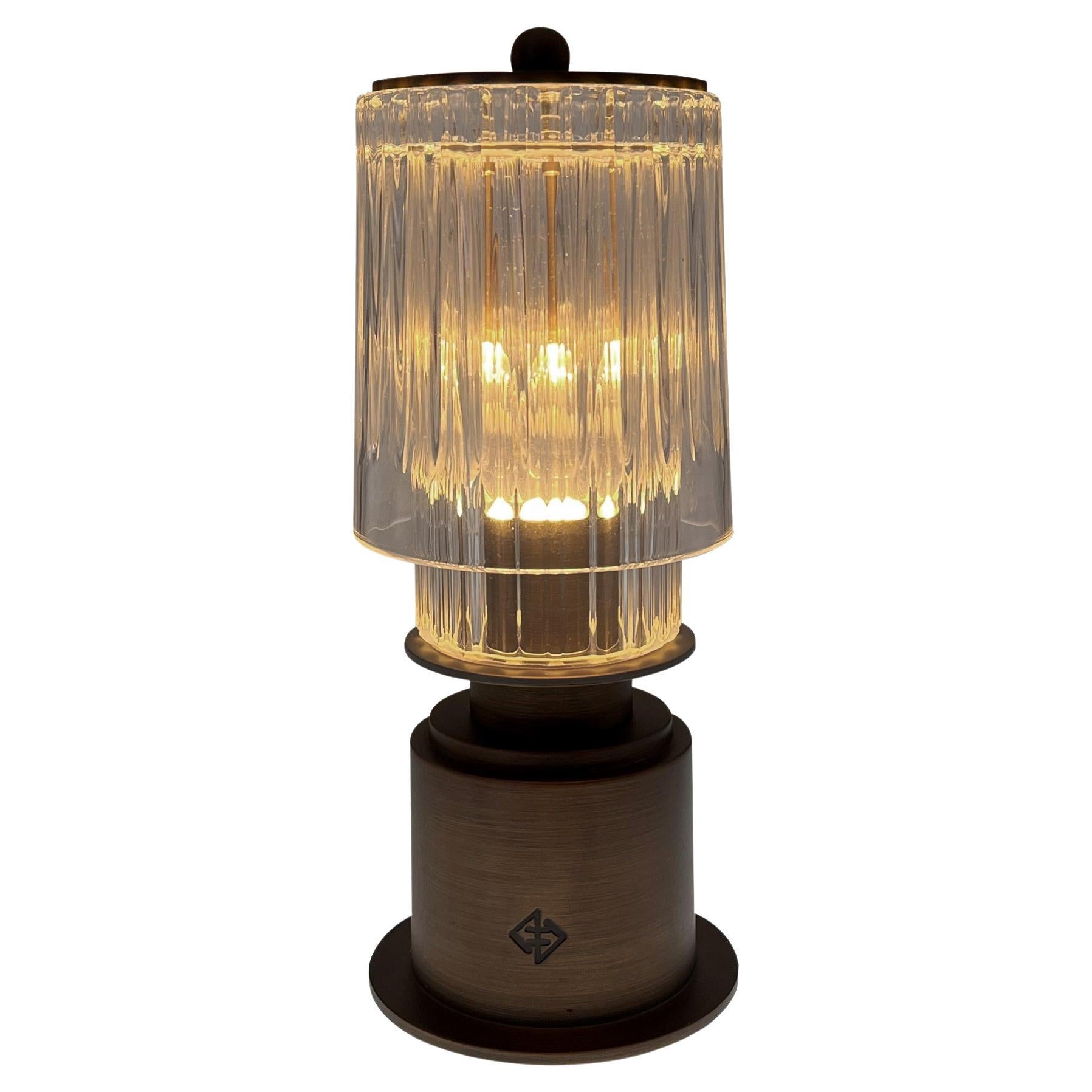 Afstoten Inwoner Verplicht Gas Portable Led Lamp, André Fu Living Bronze Glass New For Sale at 1stDibs