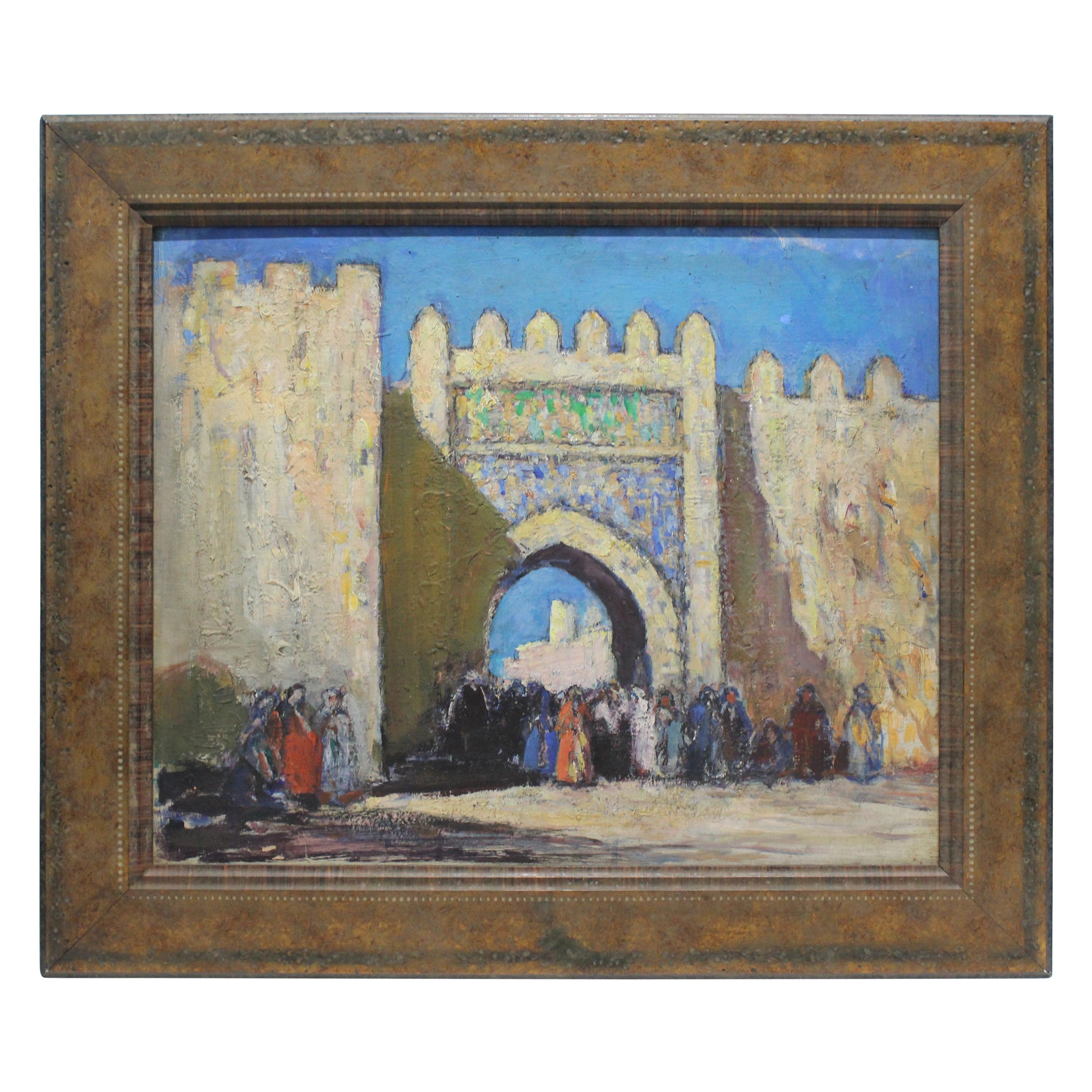 "The Gate" Oil on Board Painting by Donald Frederick Witherstine For Sale
