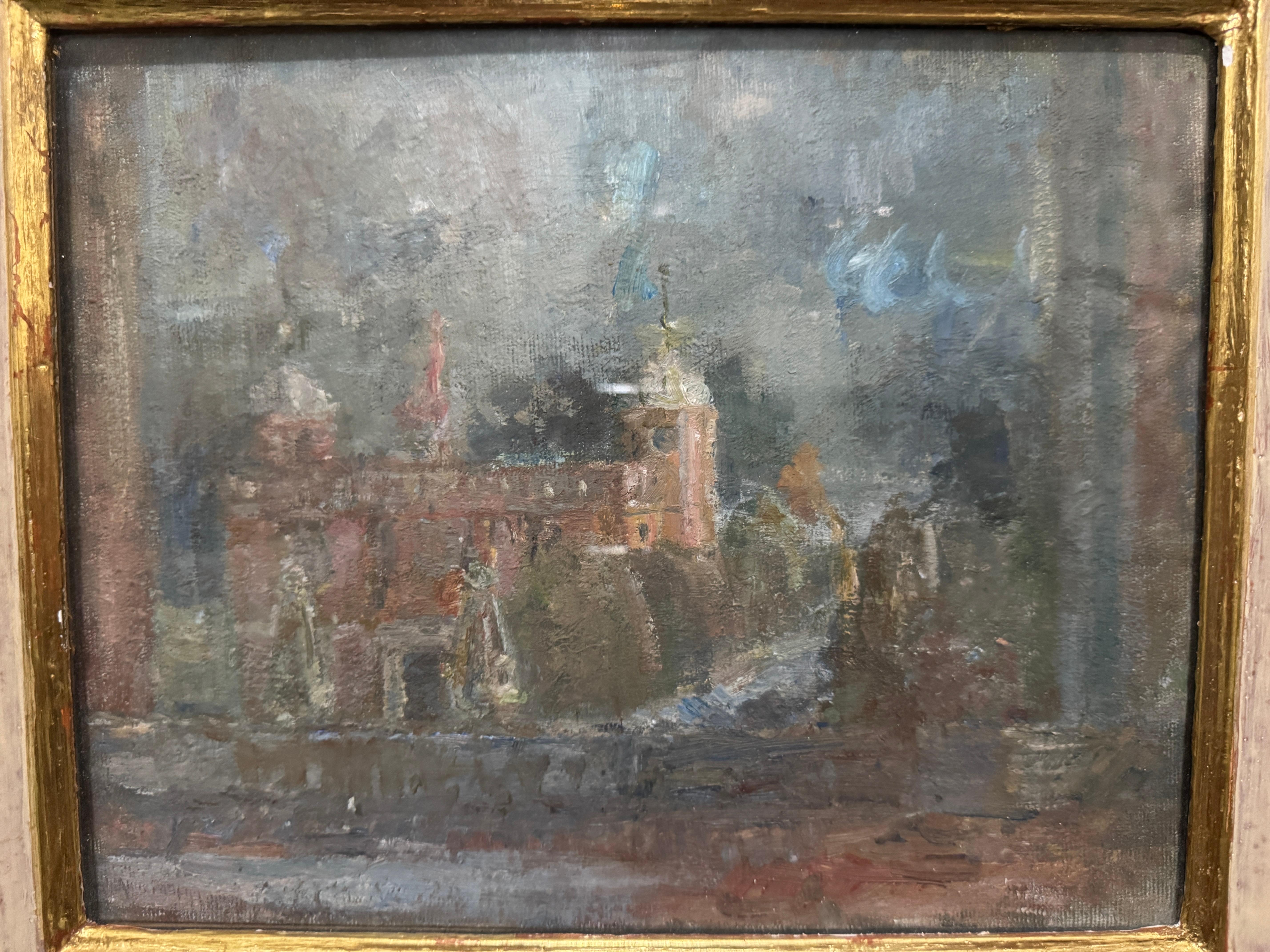 The Gatehouse, Charlecote - October Afternoon 1991' di Edmund Fairfax-Lucy  (1945 - 2020) , Olio su tavola e cornice.