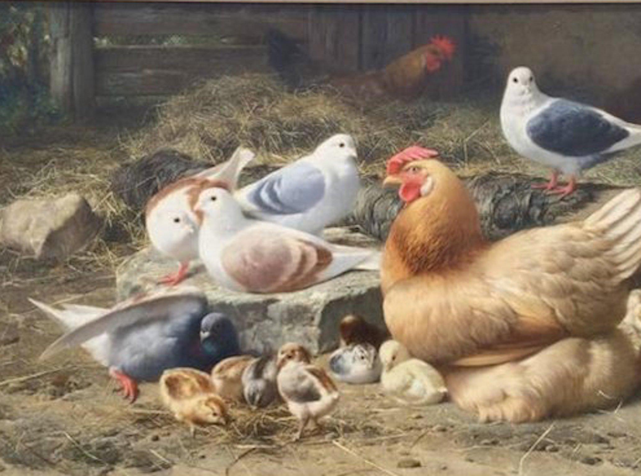 „The Gathering in the Barnyard“ von Eugene Remy Maes (Belgisch)