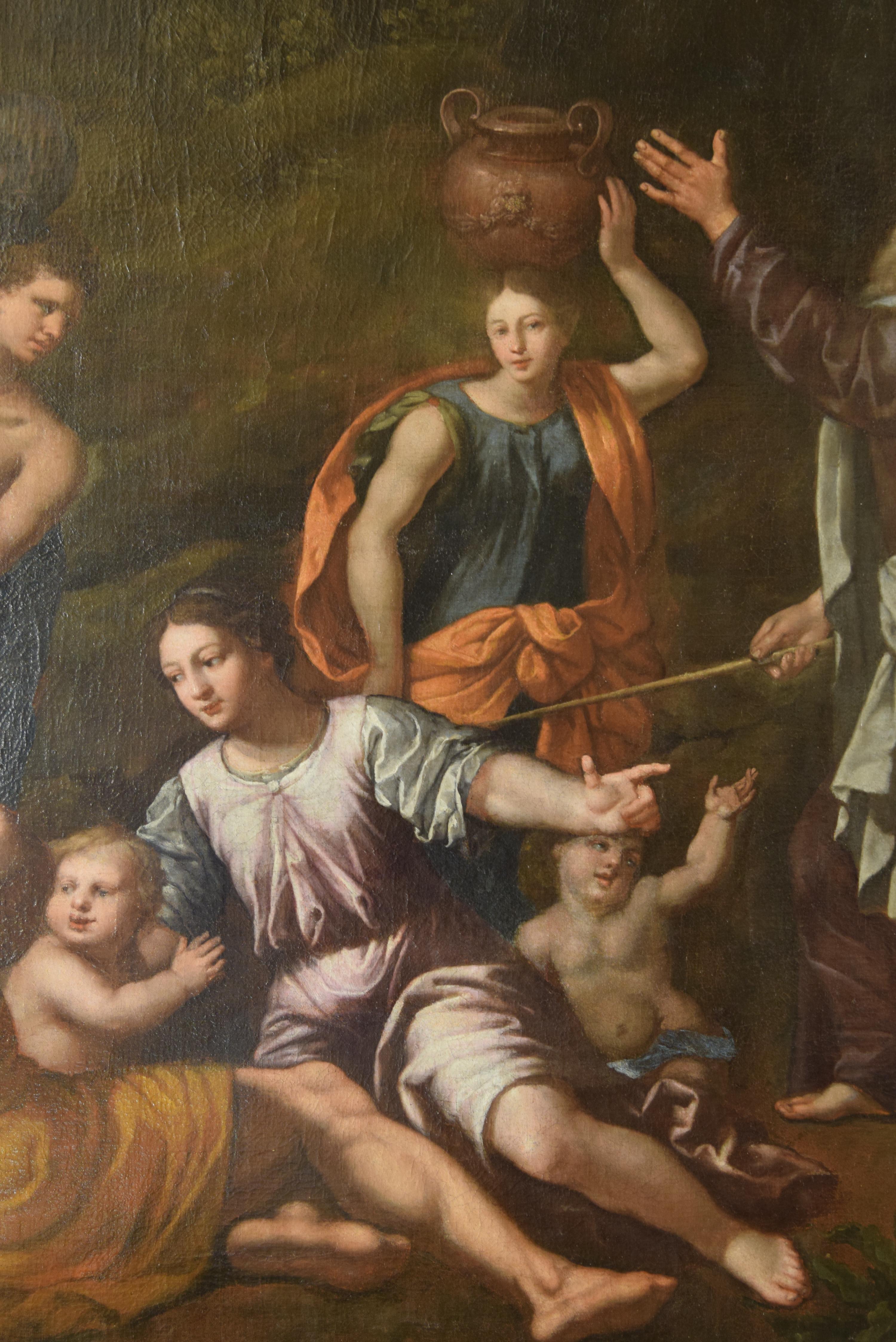 Baroque Gathering of Manna, huile sur toile, 17ème siècle en vente