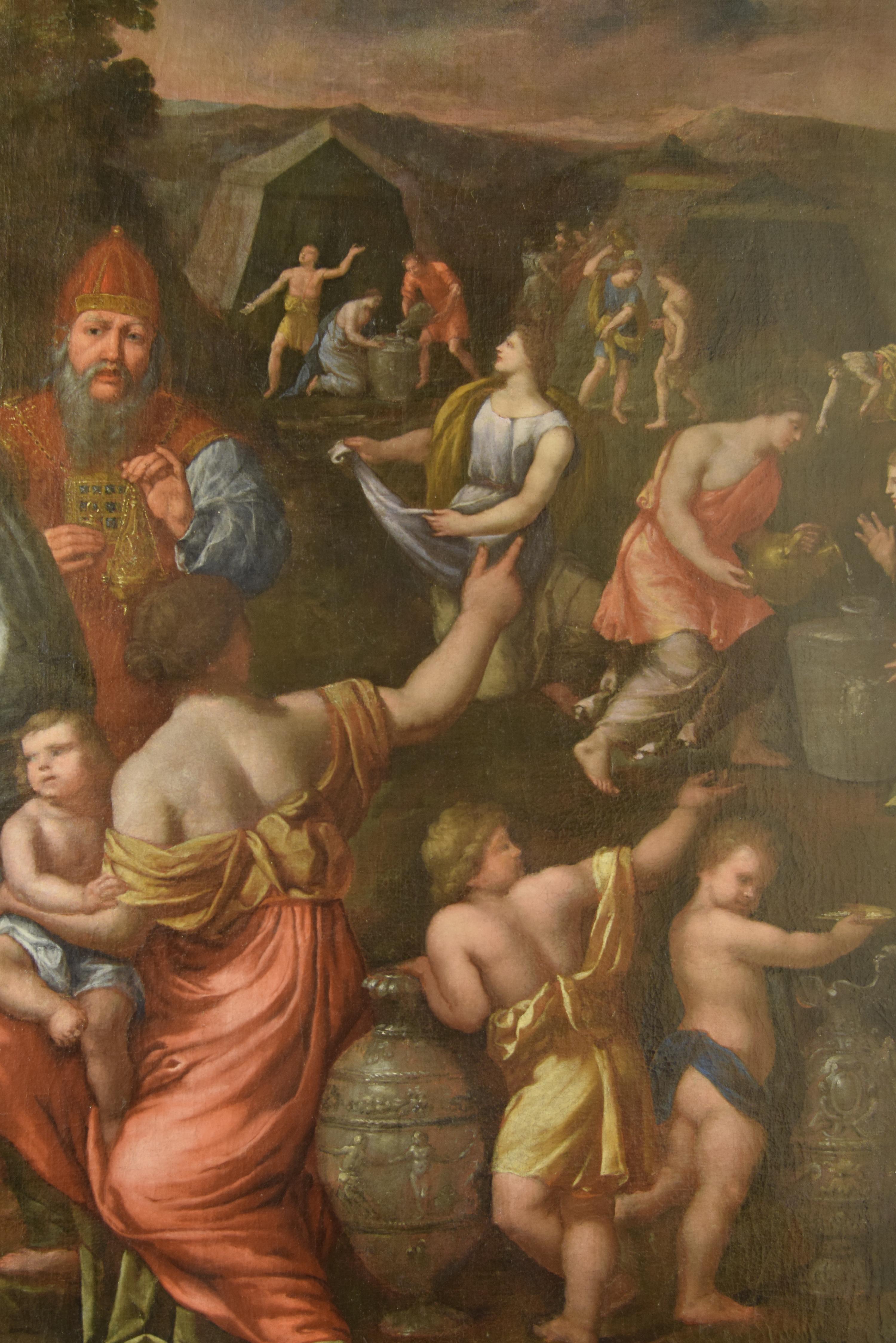 Espagnol Gathering of Manna, huile sur toile, 17ème siècle en vente