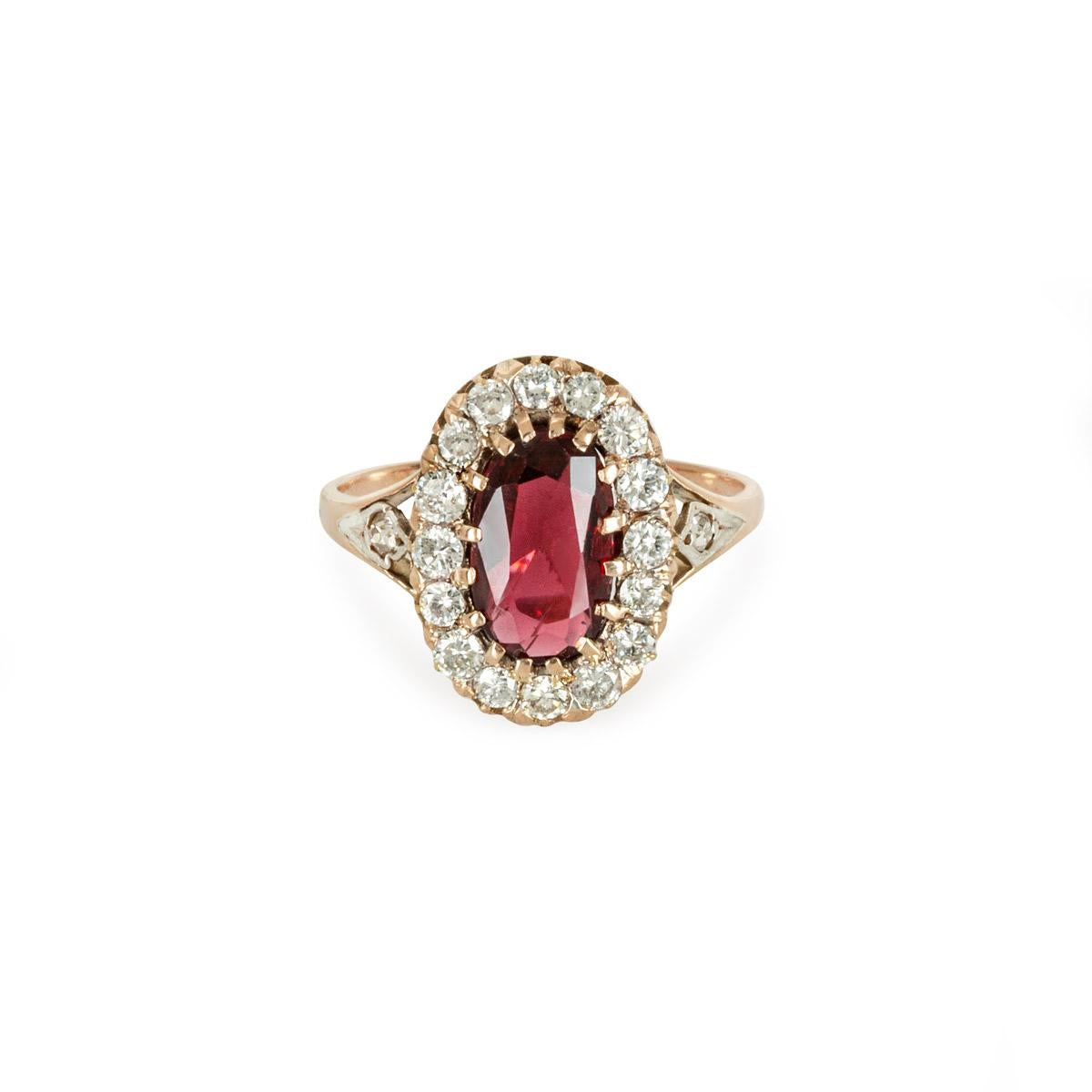 The Gem & Pearl Laboratory zertifizierter Roségold Ring mit rotem Spinell und Diamant 2,22 Karat (Ovalschliff) im Angebot