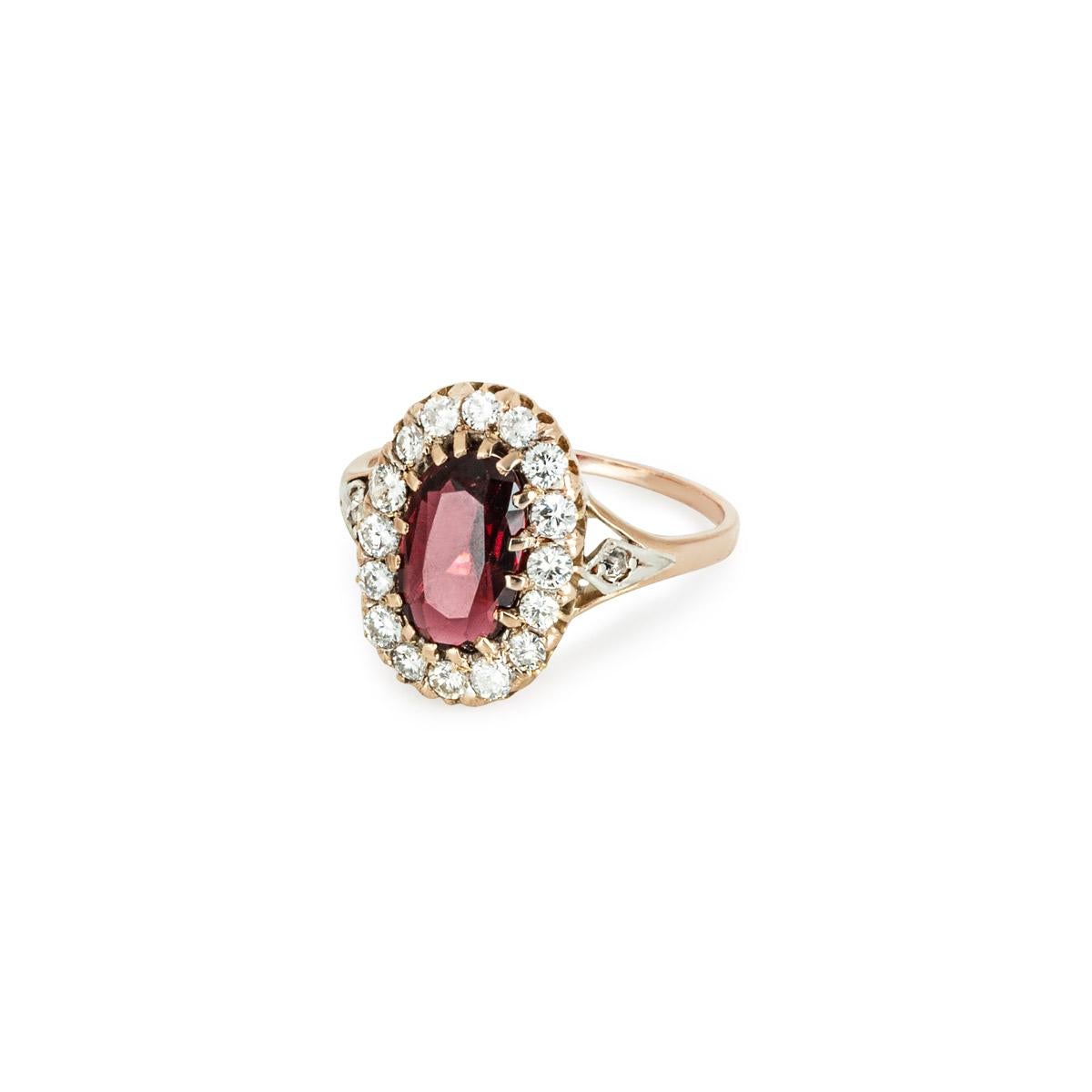 Oval Cut The Gem & Pearl Laboratory Certified Rose Gold Red Spinel & Diamond Ring 2.22ct For Sale
