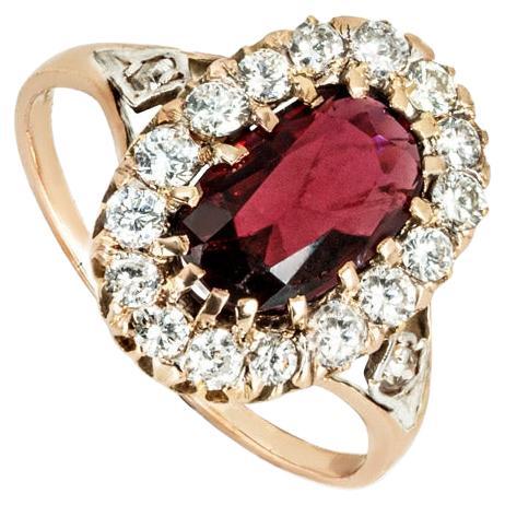 The Gem & Pearl Laboratory Certified Rose Gold Red Spinel & Diamond Ring 2.22ct For Sale