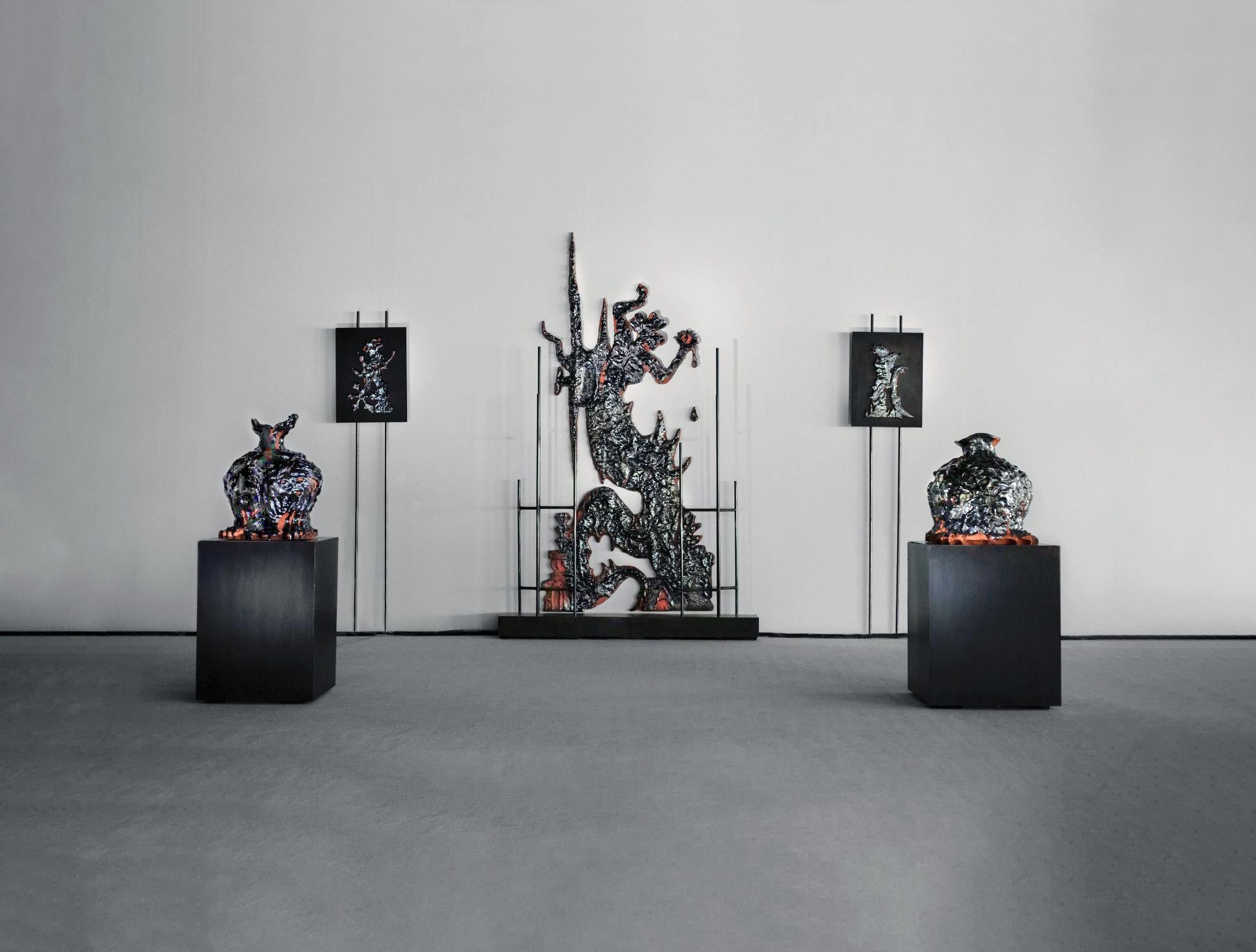 The Gems, Wall Piece in ceramic and metallic glaze by Niki Danai In Excellent Condition For Sale In Milano, Lombardia