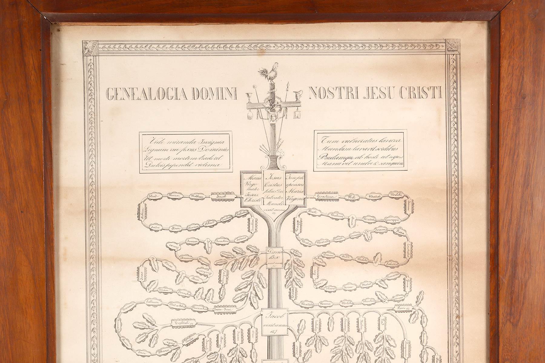italien The Genealogy of Jesus, print on Italian paper from 1820. en vente