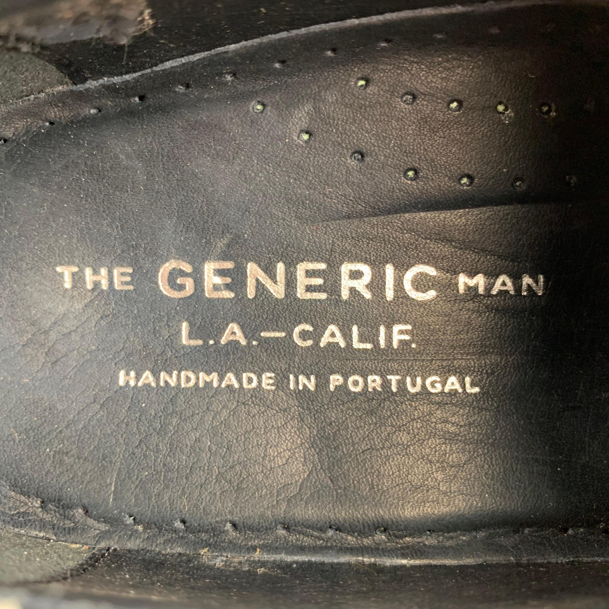 THE GENERIC MAN Size 10 Olive Patent Leather Lace Up Shoes In Excellent Condition In San Francisco, CA