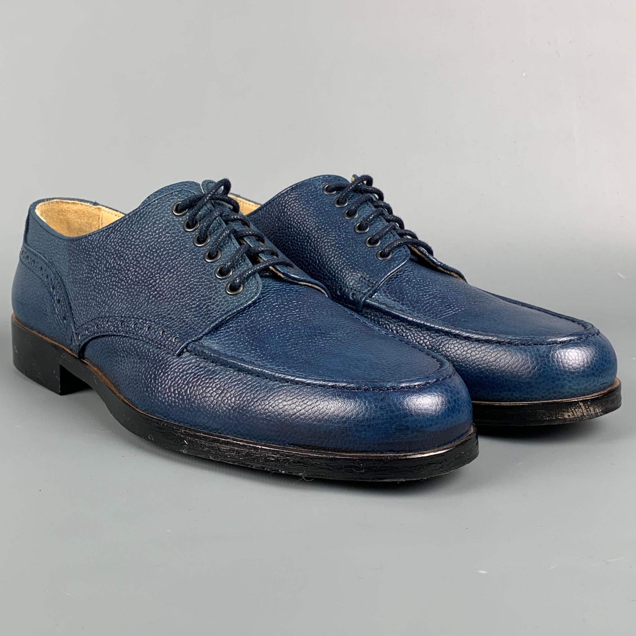 THE GENERIC MAN shoes comes in a royal blue pebble grain leather featuring a cap toe and a lace up closure. Made in Portugal. 

Very Good Pre-Owned Condition.
Marked: SQR4103 10

Outsole: 11.5 in. x 4 in. 