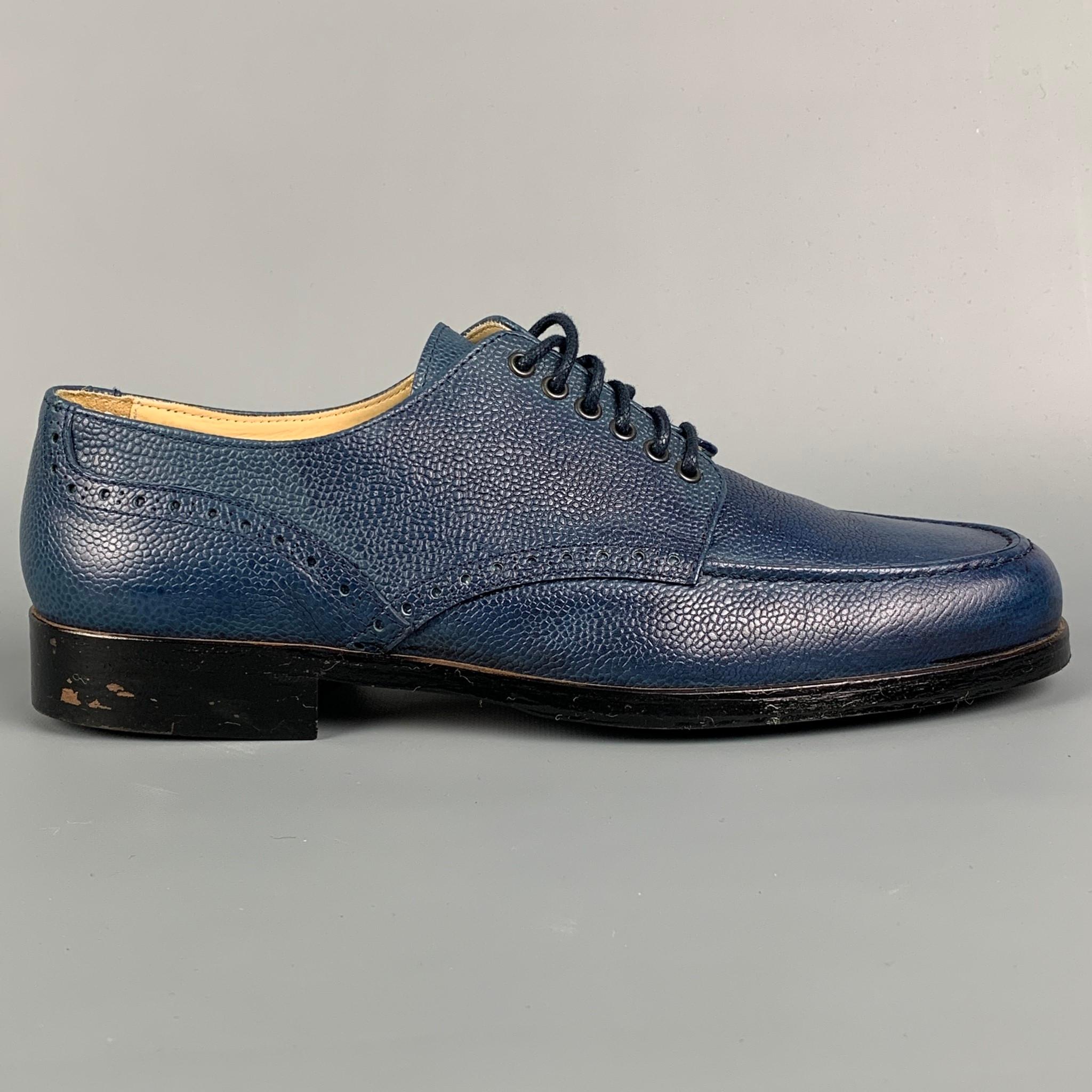 THE GENERIC MAN Size 10 Royal Blue Leather Lace Up Shoes