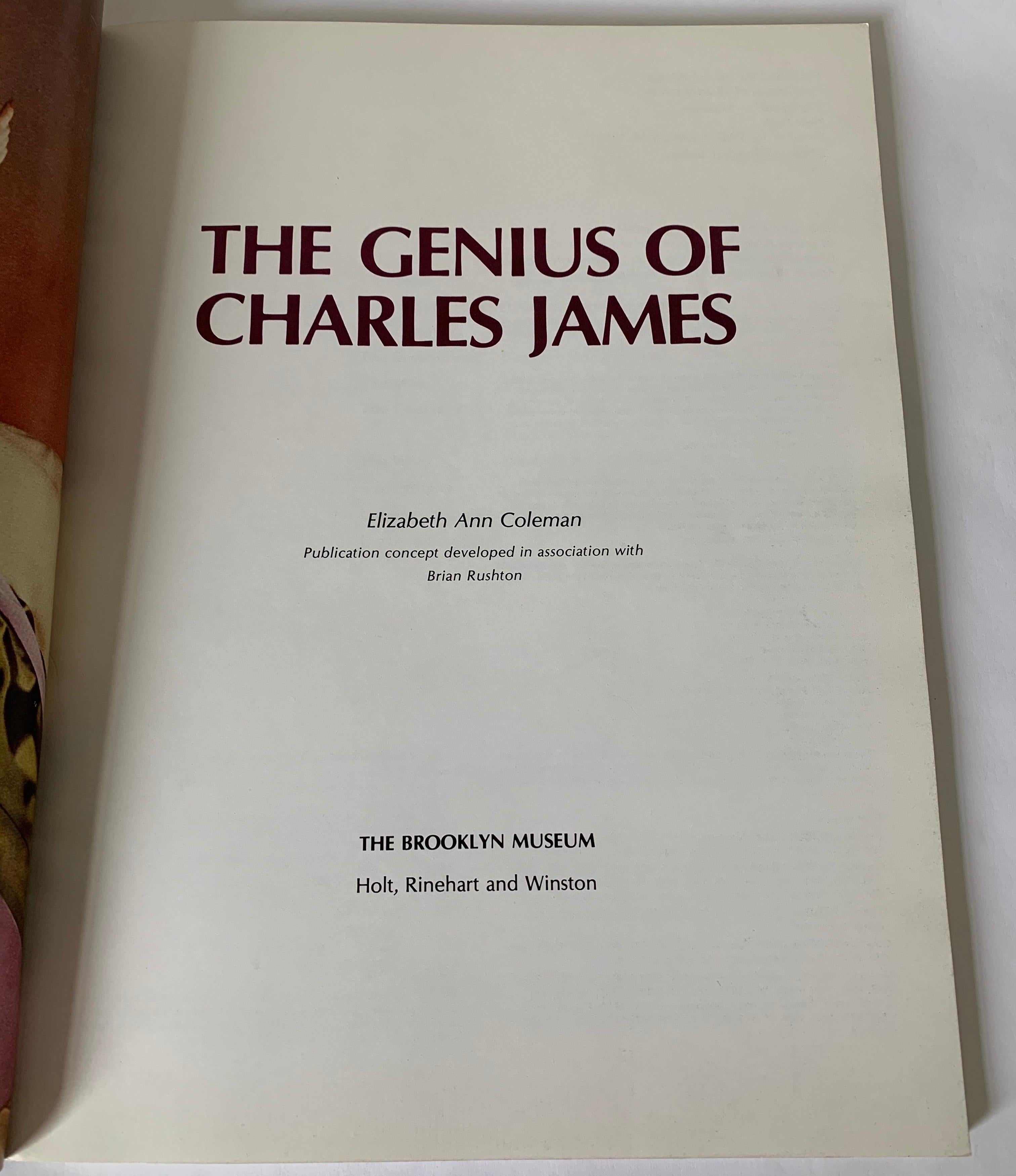 The Genius of Charles James exhibition catalogue by Elizabeth Ann Coleman. Book accompanied the 1982 Brooklyn Museum show. Soft cover first edition.