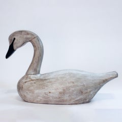 The Gentle Swan: Large Hand-Carved Folk Art Swan