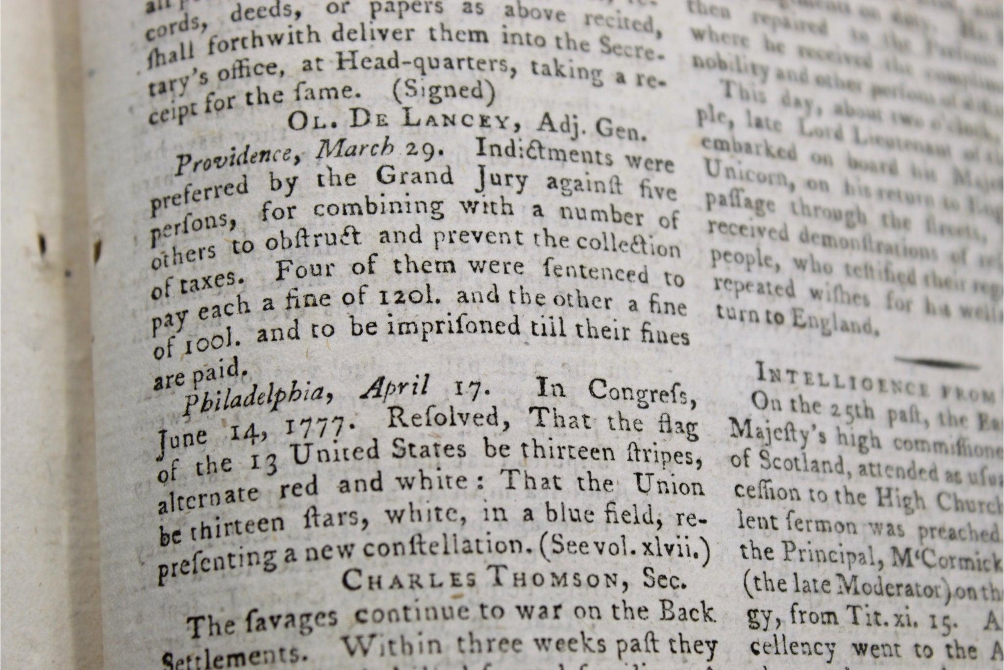The Gentleman's Magazine, avec la résolution du drapeau de 1777, juin 1783 en vente 10