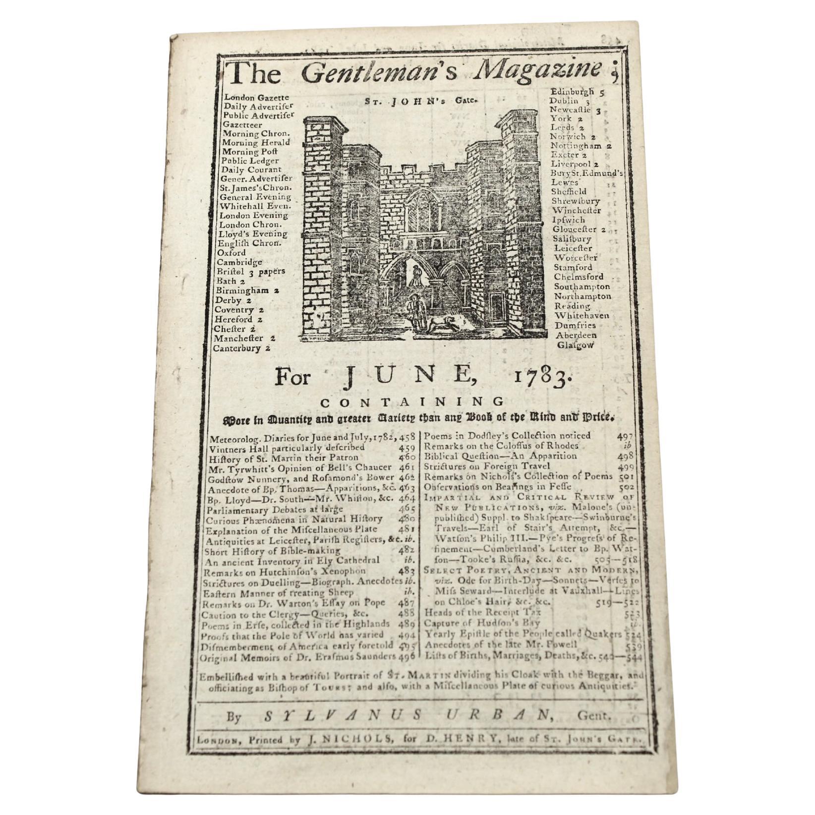 The Gentleman's Magazine, with 1777 Flag Resolution, June 1783