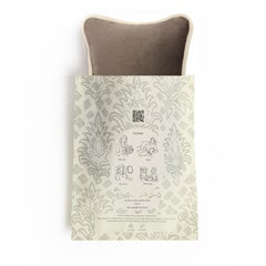 The GIFT Micro Pillow  Grey Velvet White Piping
