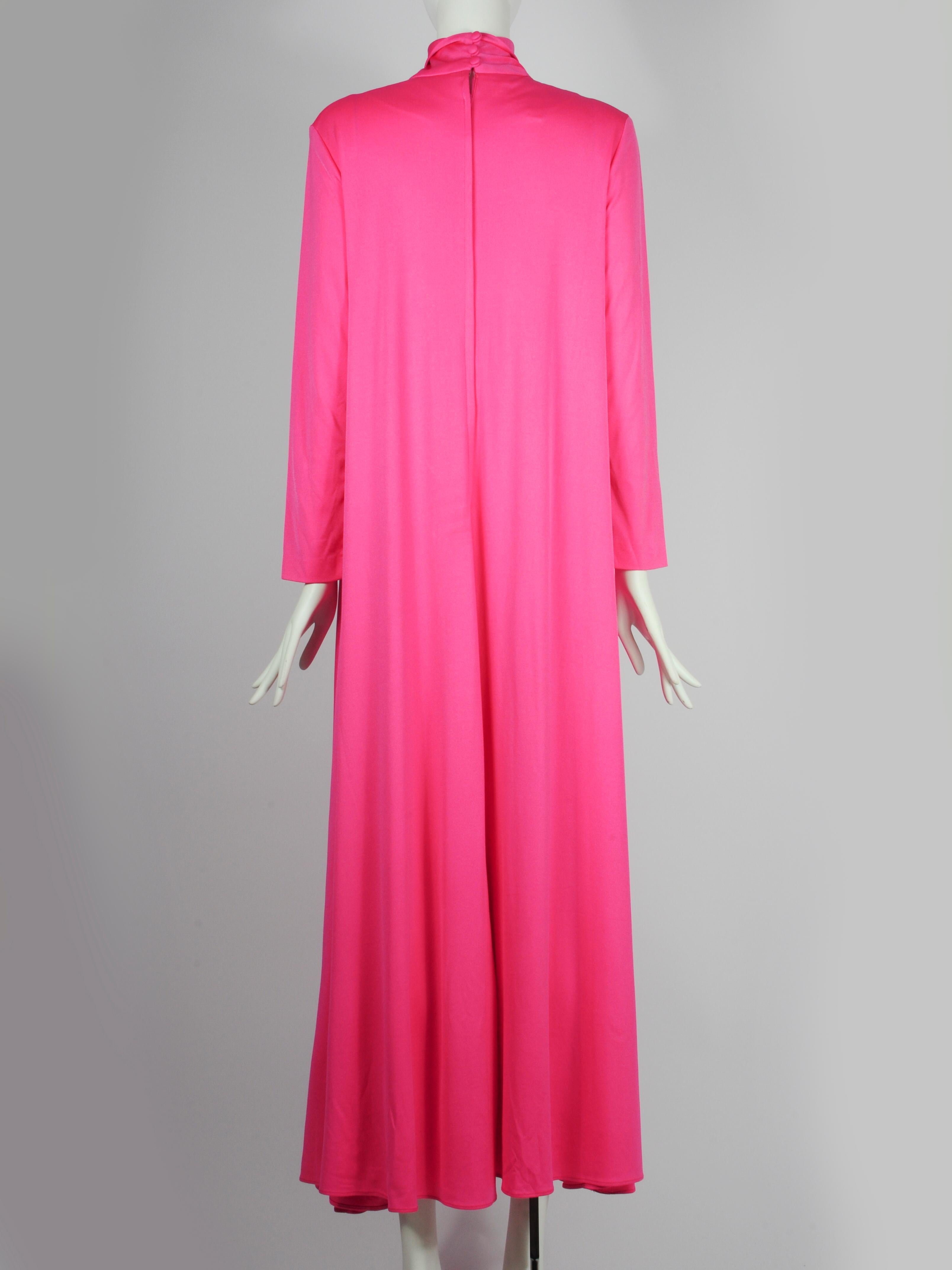 Women's The Gilberts for Tally New York Fuchsia Pink Spandex Maxi Dress 1970s For Sale