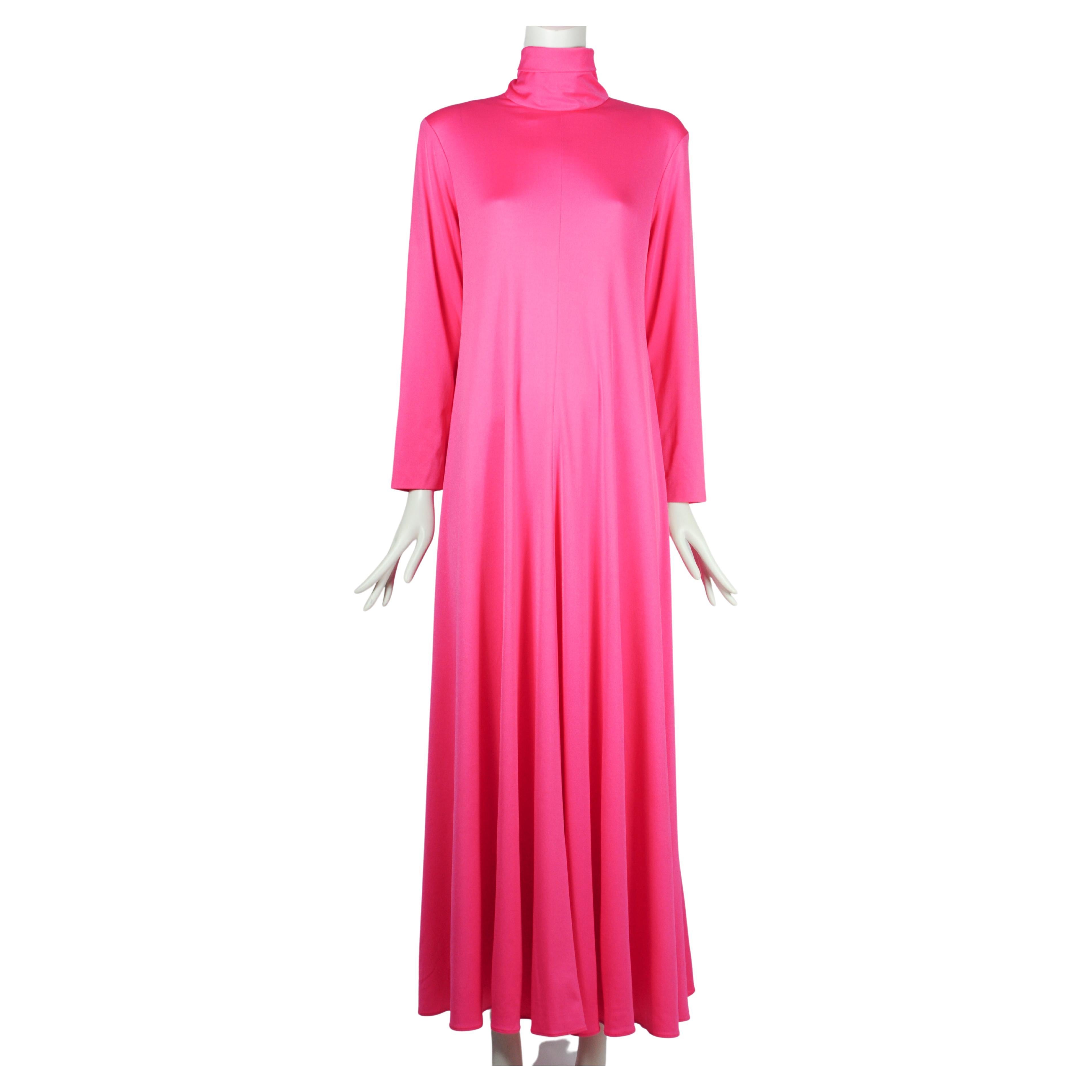 The Gilberts for Tally New York Fuchsia Pink Spandex Maxi Dress 1970s