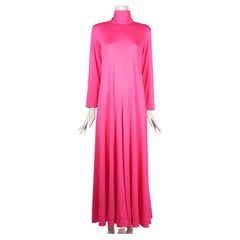 The Gilberts for Tally New York Fuchsia Pink Spandex Maxi Dress 1970s