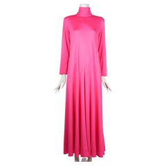 The Gilberts für Tally New York Fuchsia Rosa Spandex Maxikleid 1970er Jahre