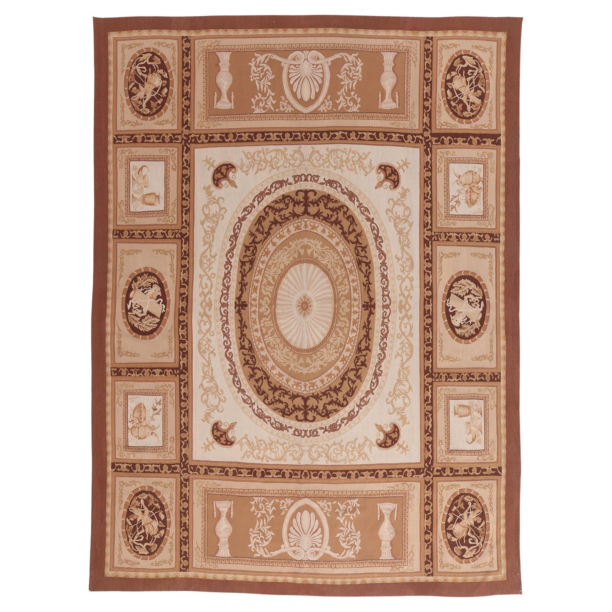 Der vergoldete Hof: Ein Vintage Chinese Aubusson Meisterwerk von Louis XVI Grandeur