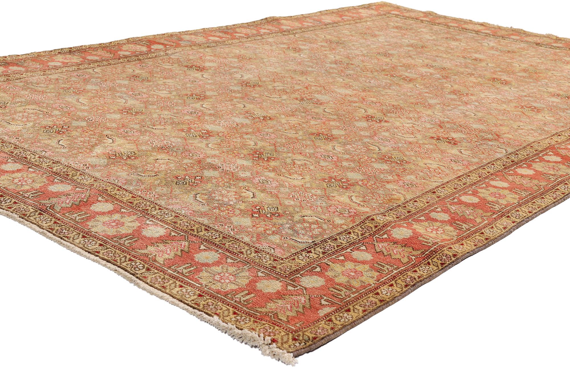 79328 Fin du 19e siècle, ancien tapis persan Tabriz, 04'05 x 06'08. C'est au crépuscule du XIXe siècle, alors que les ateliers de tissage persans atteignaient l'apogée de l'expression artistique sous la dynastie Qajar, qu'est né ce tapis de Tabriz