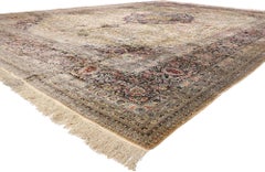 The Gilded Reverie: A Vintage Silk Qum Masterpiece of Regal Elegance