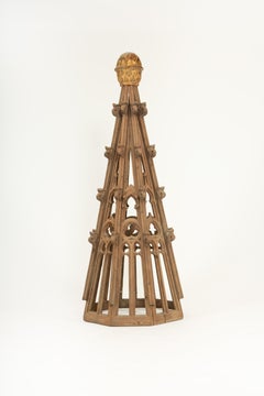 The Gilded Spire: 18th Century French Gothic Spire with Gilt Finial, 54"H