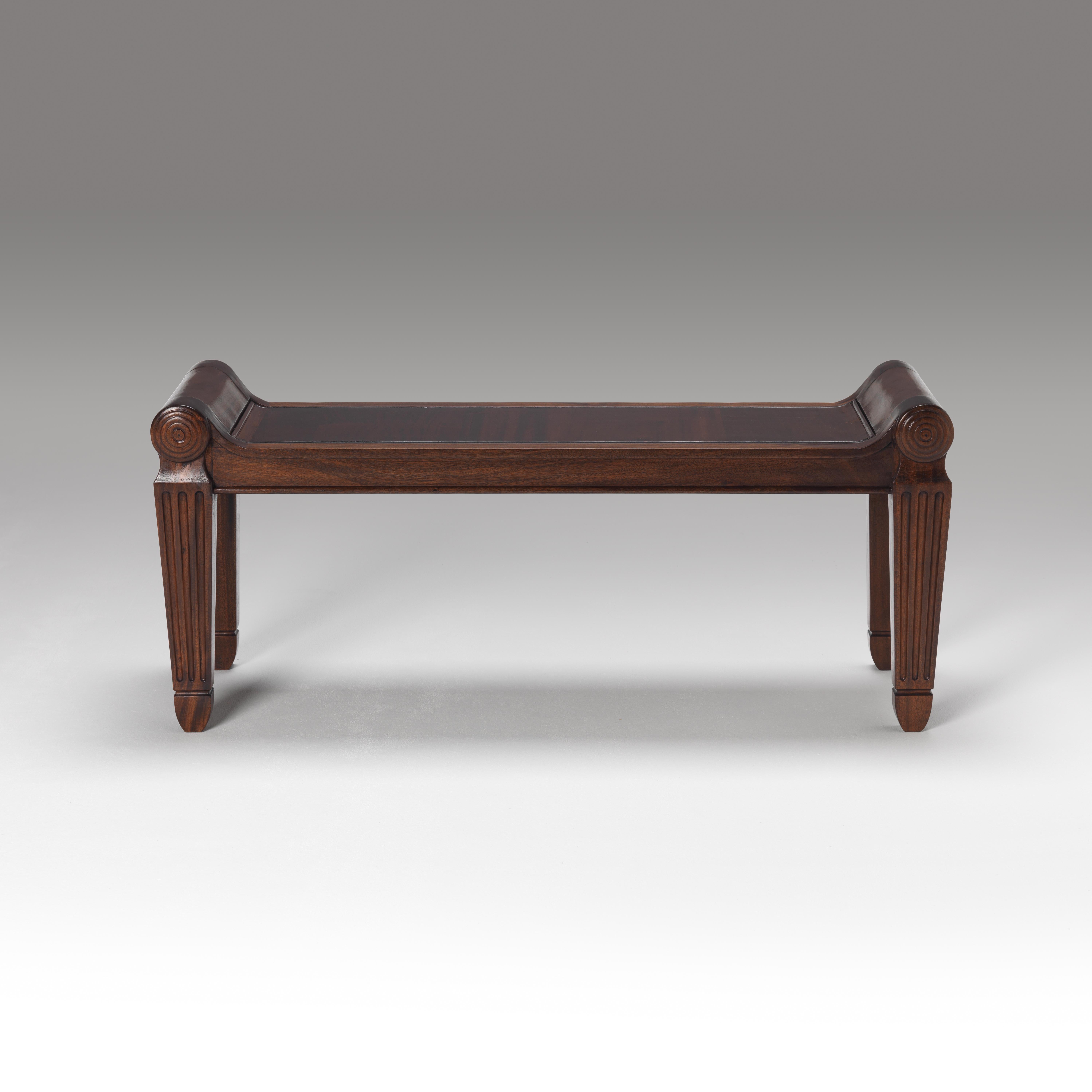 A fine regency design Grand Tour inspired mahogany bench/hall seat of elegant proportions. Almost certainly designed by renowned Charles Heathcote Tatham.

Bespoke sizing, design adaptations and finishing available.

We are currently working to