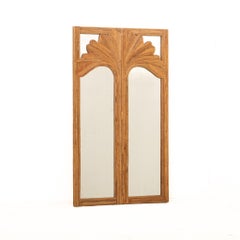 The Ginkgo Leaner  Rattan Full-Length Mirror with Brass Hinges