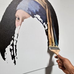 "La ragazza con l'orecchino di perla", Inkjet su tela, fatto a mano in Italia 2021