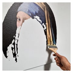 "the Girl with the Pearl Earring", Inkjet on Canvas, Handmade in Italy 2021