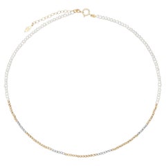 The "Glimmer Choker" with 14k Faceted Gold Beads & Pearl Necklace