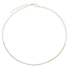 Halskette „Glimmer Choker“ mit 14k facettierten Goldperlen und Perlen