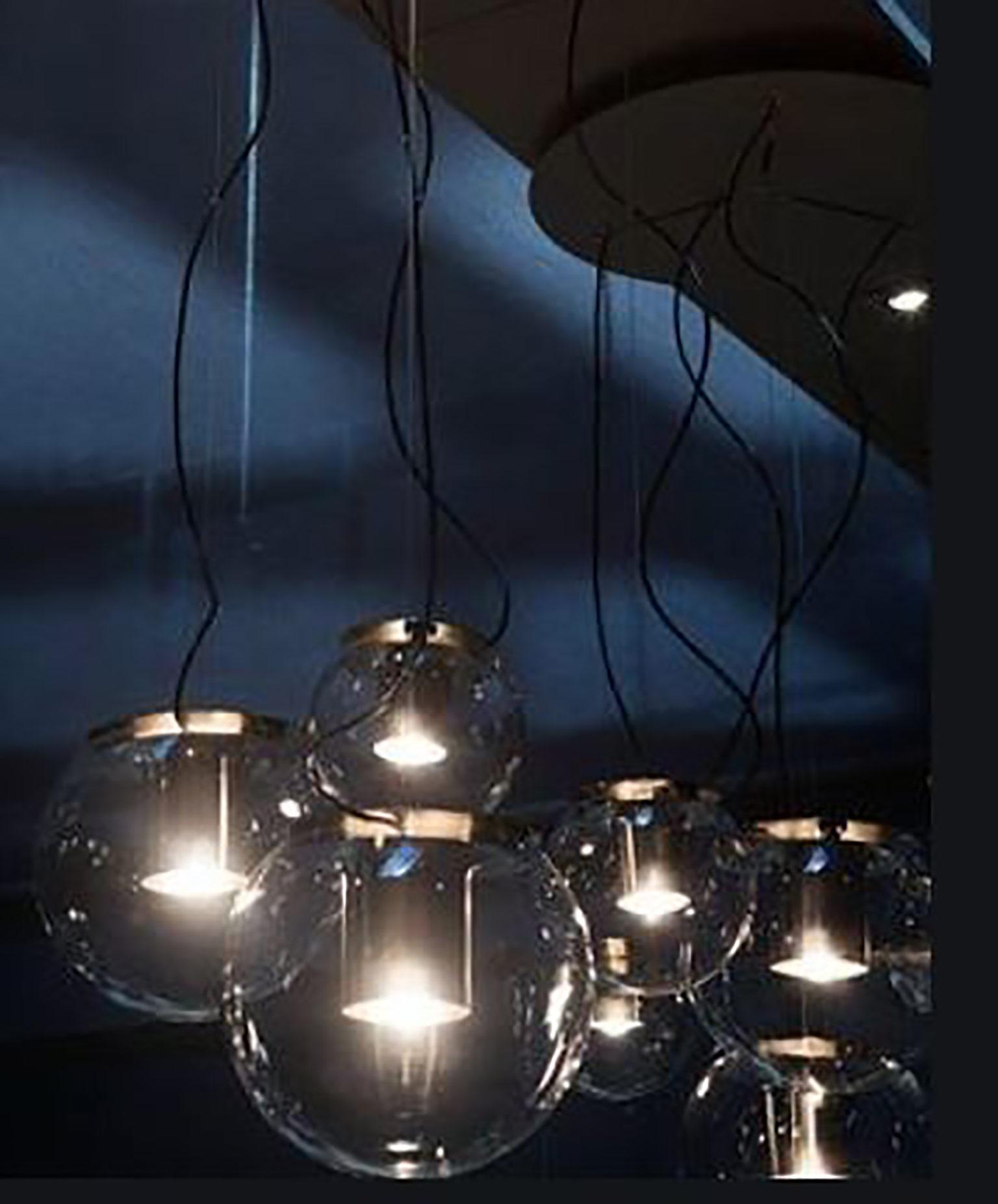Plated Globe Suspension Lamp by Joe Colombo for Oluce For Sale