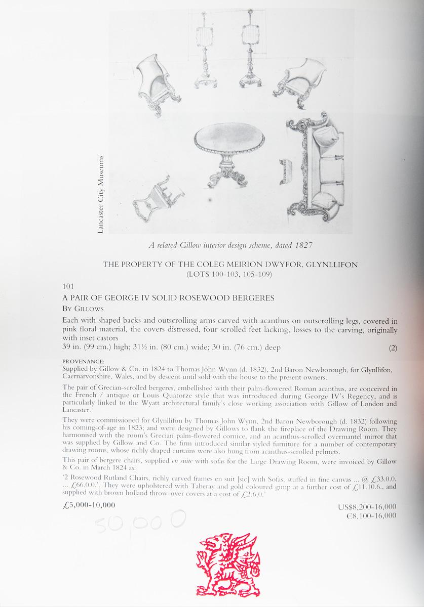The Glynllifon “Rutland” Chairs Supplied by Gillows in 1823 to Thomas John Wynn in vendita 2