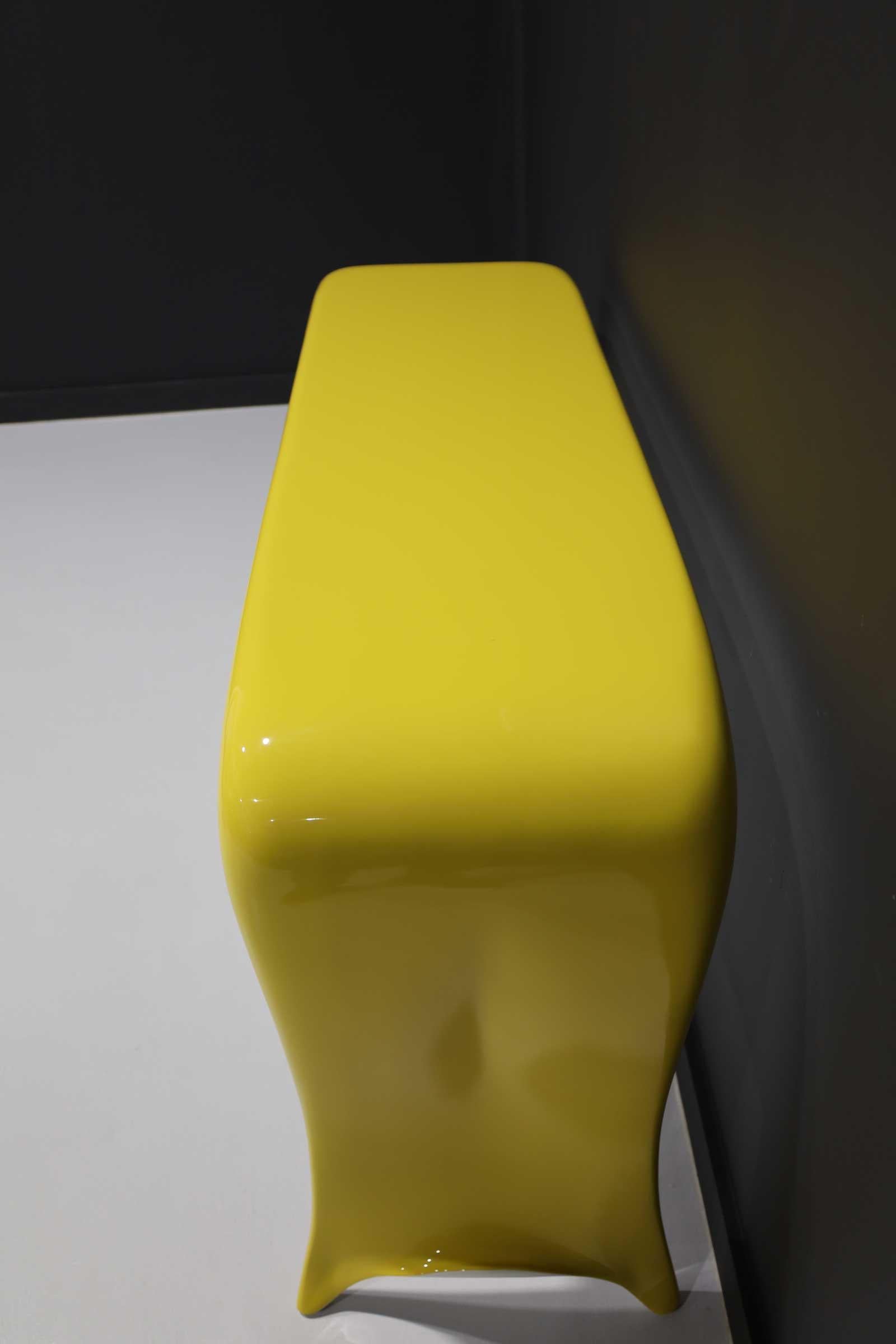 Goddess Console by Bruce Berman, 1985, in Yellow and White Lacquer For Sale 3
