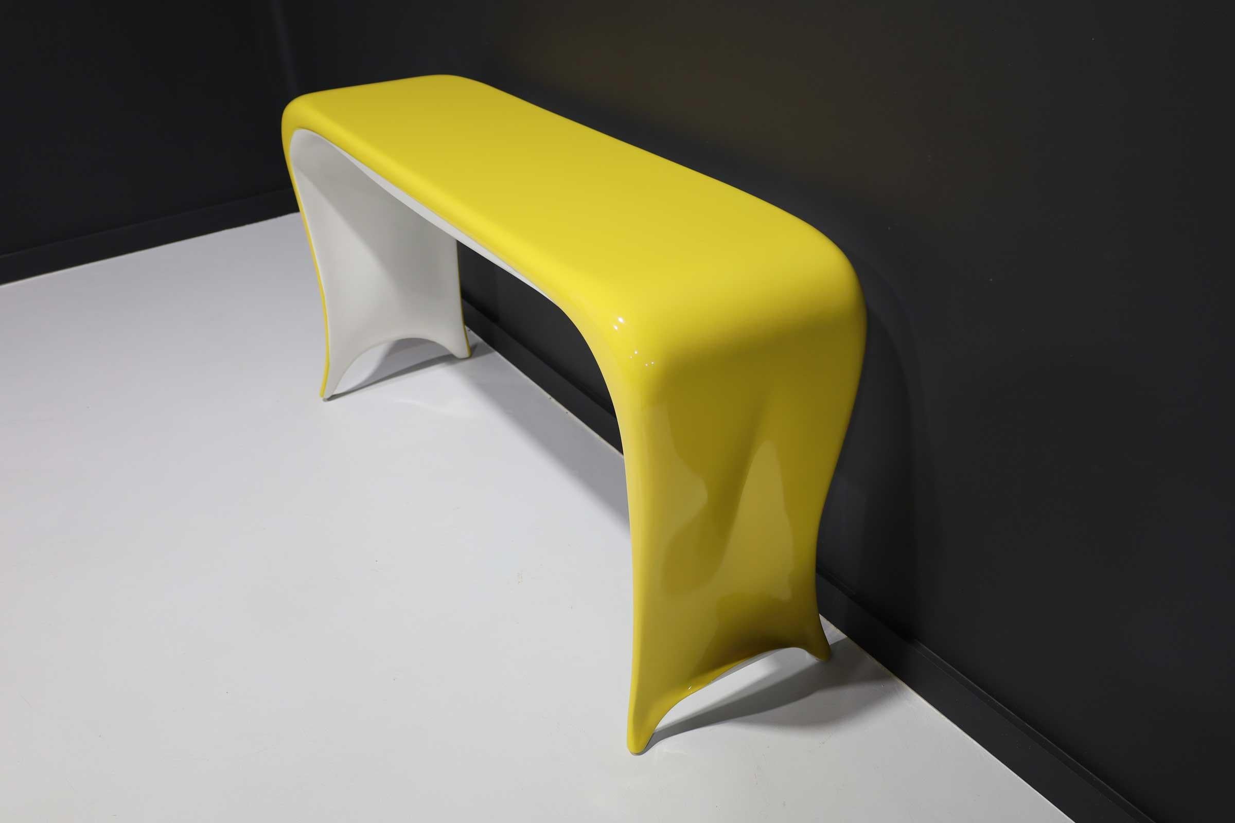 North American Goddess Console by Bruce Berman, 1985, in Yellow and White Lacquer For Sale