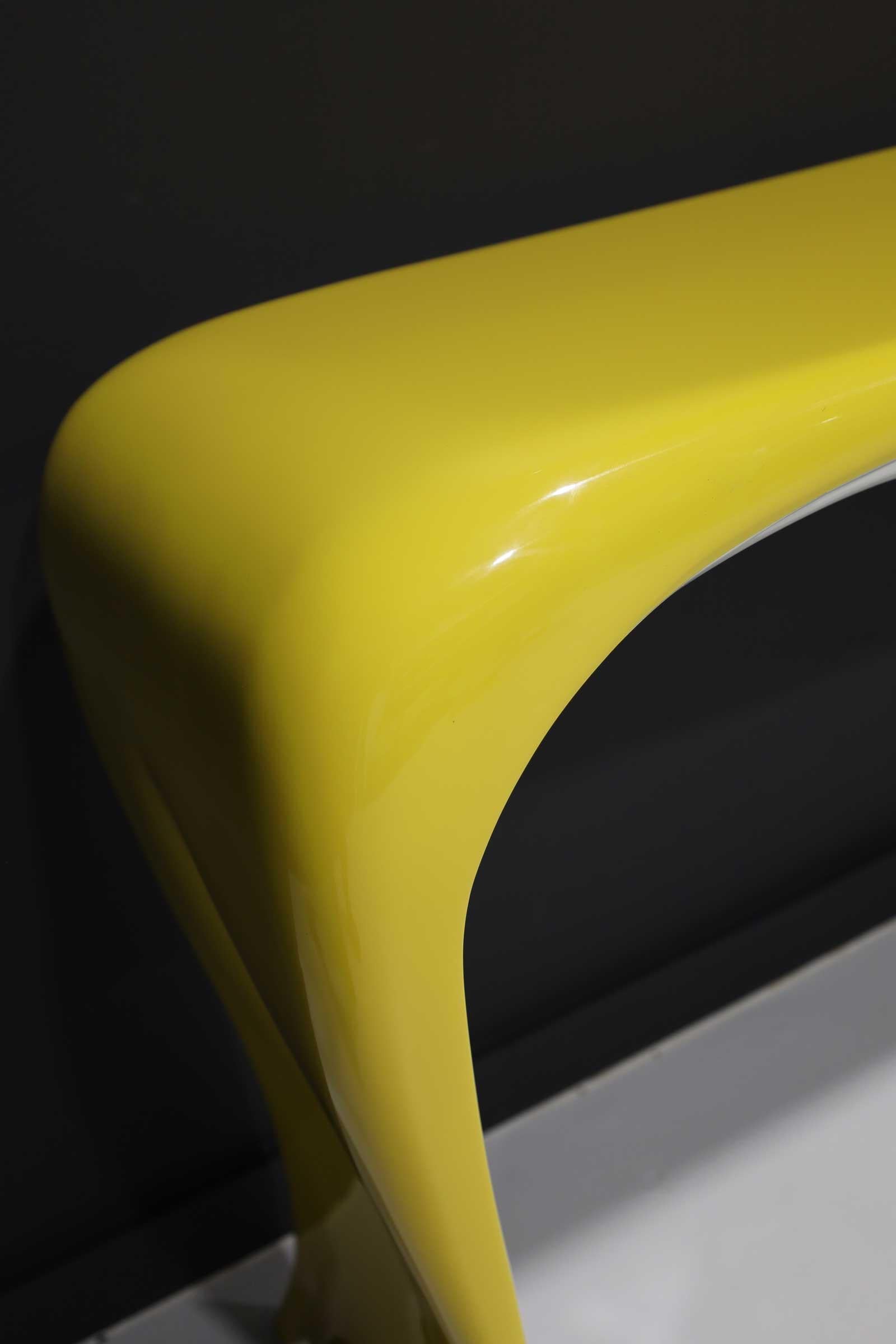 20th Century Goddess Console by Bruce Berman, 1985, in Yellow and White Lacquer For Sale